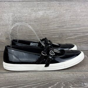Converse CT All-Star Dainty Mary Jane Women's Sz 9 Black Patent Leather Sneakers